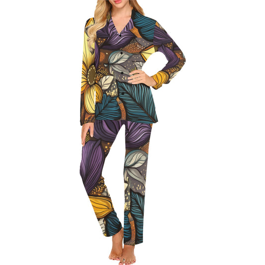 Floral Pattern Women's Pajama Set Women's Long Pajama Set