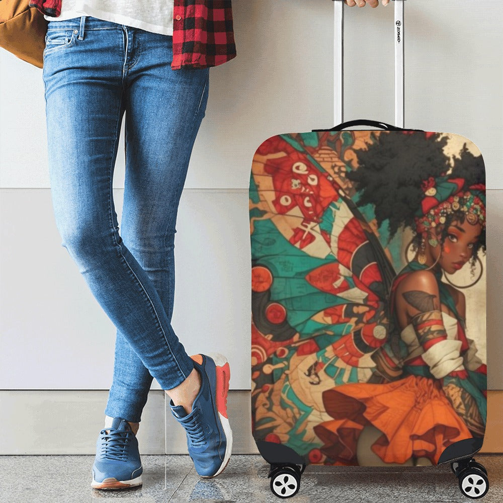AfroCentric Butterfly Winged Ballerinas Luggage Cover/ Medium 22"-25" Luggage Cover/Medium 22"-25"