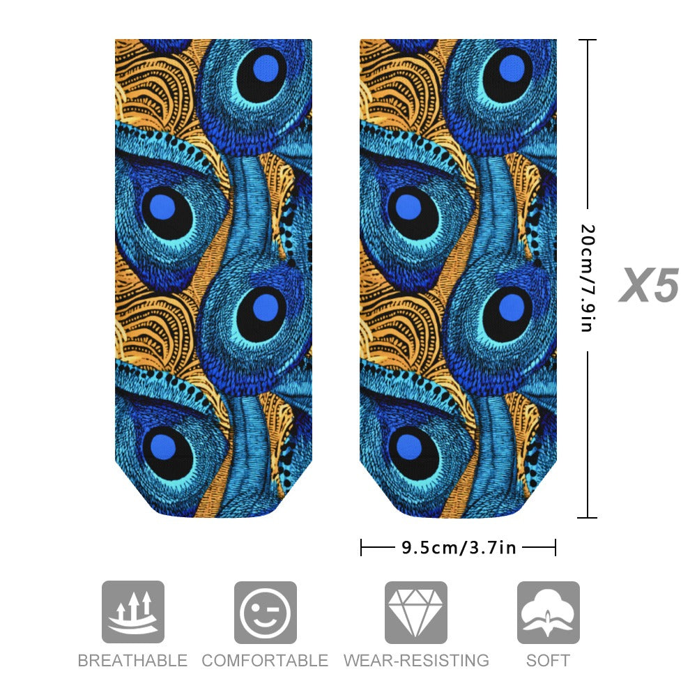 Peacock Comfortable Pattern Socks (5 Pairs Of The Same Picture)