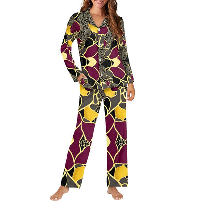 Turn down neck pajamas set for woman