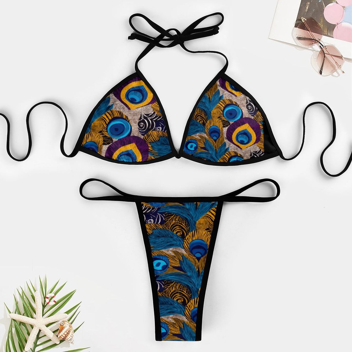 2-Piece Thong Triangle Bikini Set J195D57 (All-Over Printing)