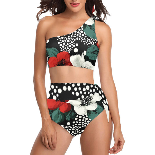 High Waisted One Shoulder Beach Bikini Set (S16)