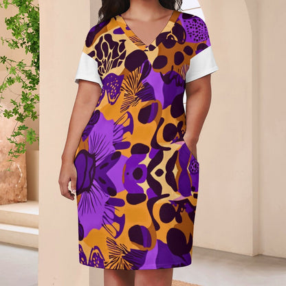 V-Neck Baggy Dress with Pocket LQ