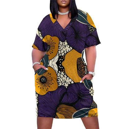 Floral Pattern Loose Pocket Dress