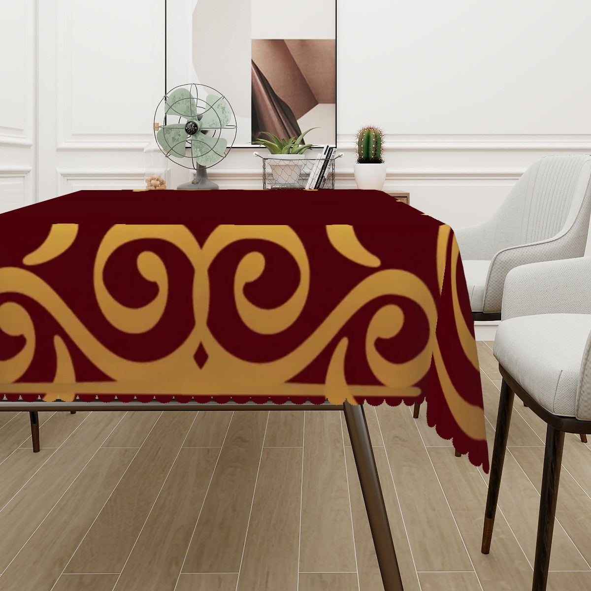 Special Occasion Rectangular Table Cloth with Wavy Edge