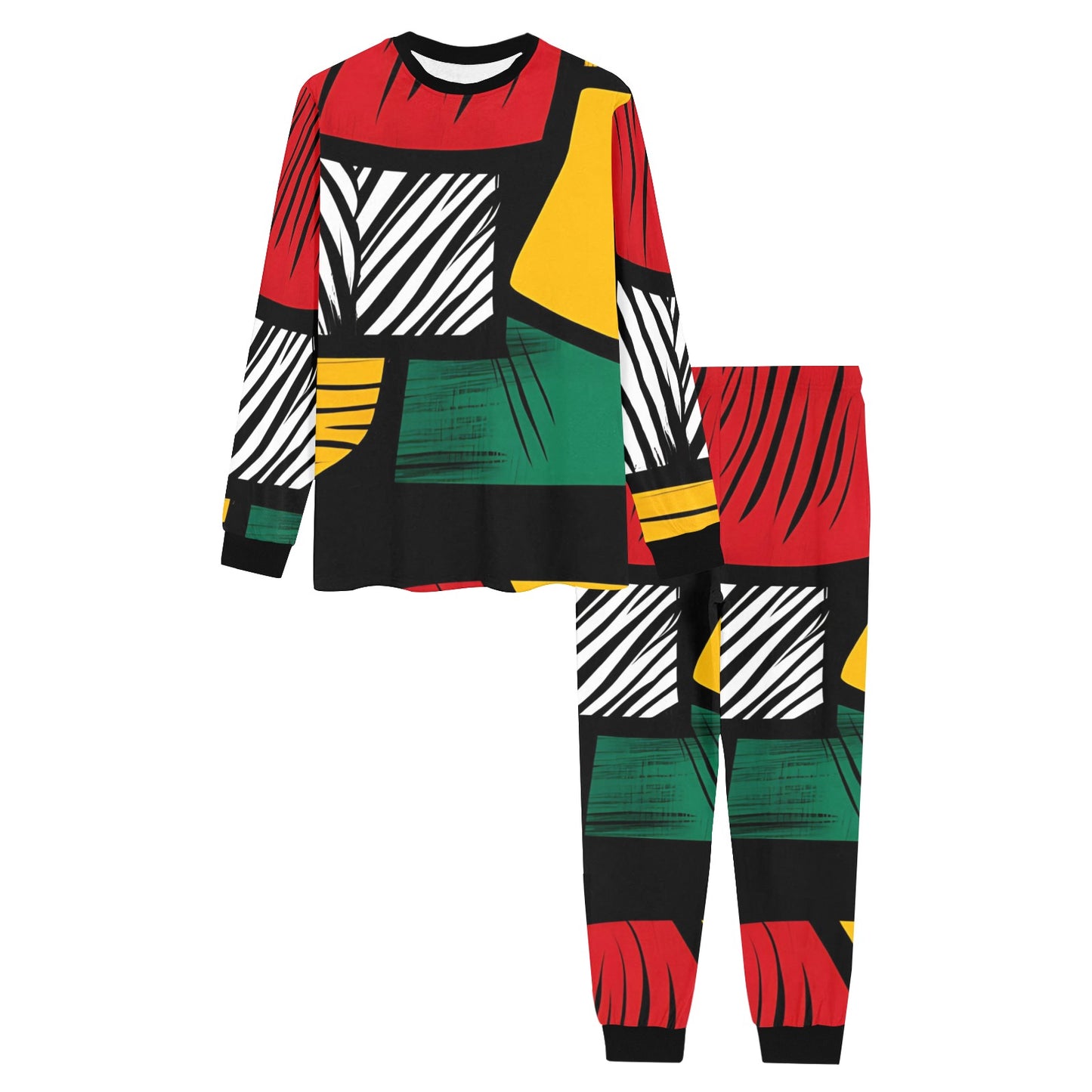 Geometric Pattern Men's Pajama Set Men's All Over Print Pajama Set