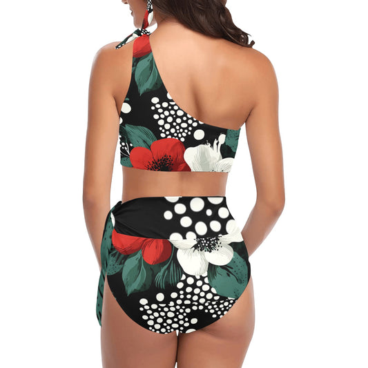 High Waisted One Shoulder Bikini Set (Model S16) High Waisted One Shoulder Bikini Set (Model S16)