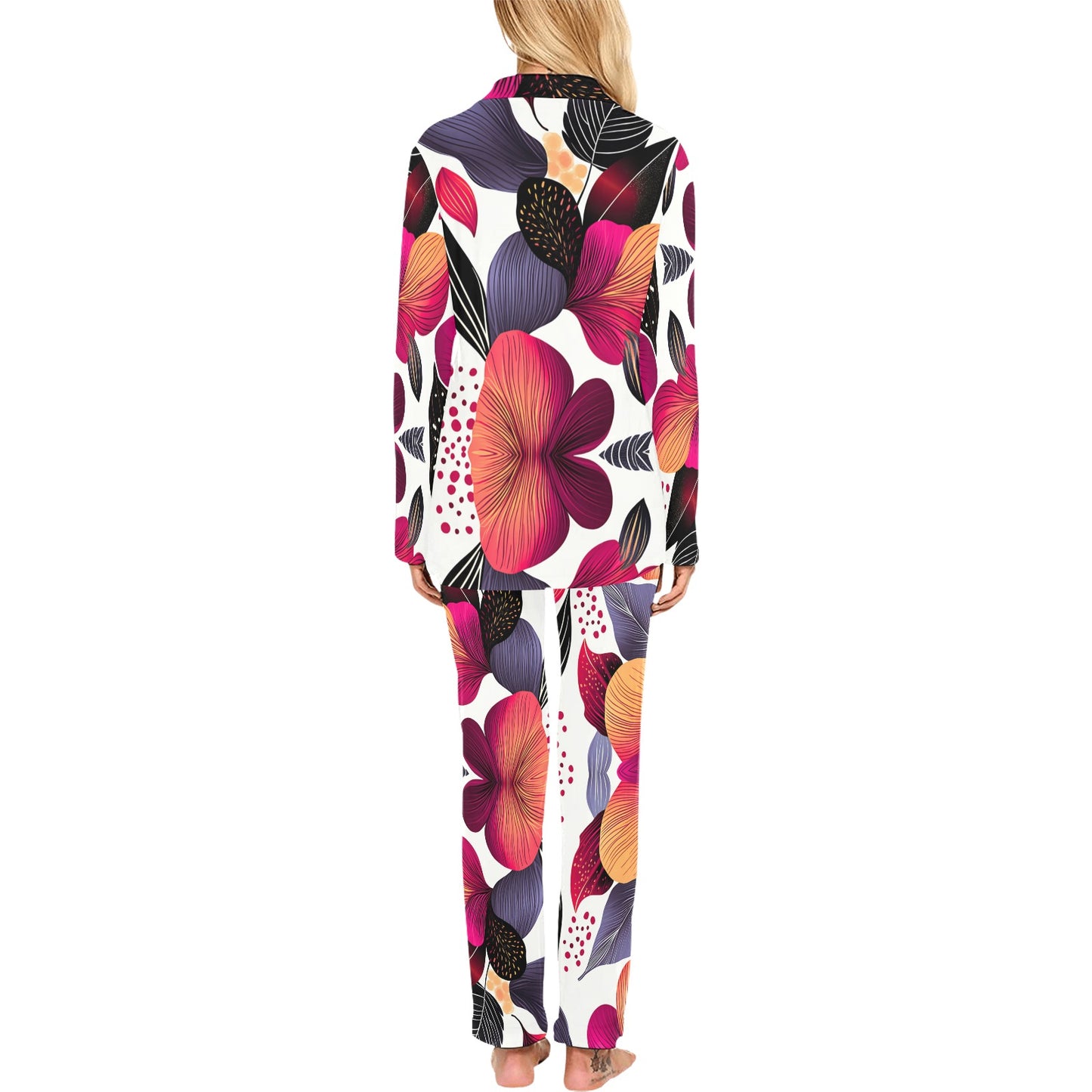 Floral Pattern Women's Pajama Set Women's Long Pajama Set