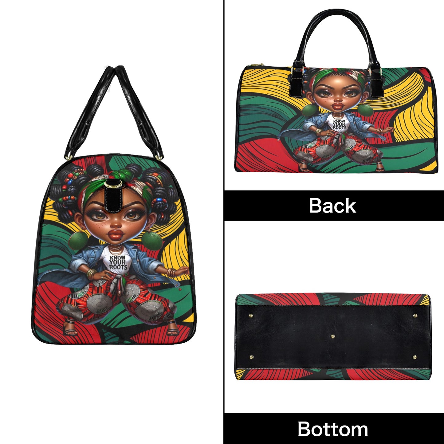 Know Your Roots Large Capacity Travel Bag-Large (Black Short Patch) (1737) Large Capacity Travel Bag-Large (Black Short Patch) (1737)