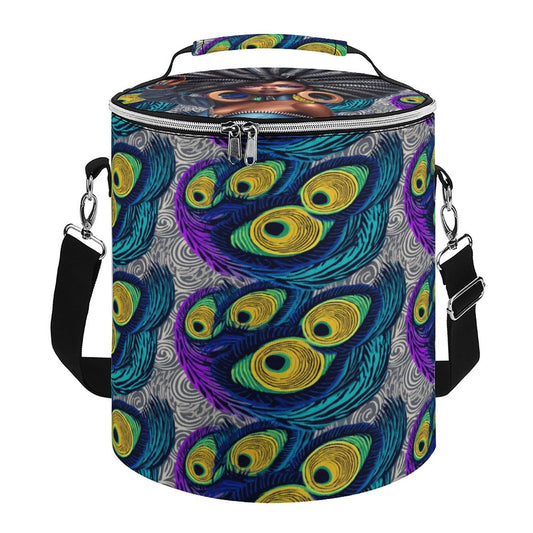 Round Collapsible Insulated Cooler Bag with Shoulder Strap A018 (All-Over Printing)