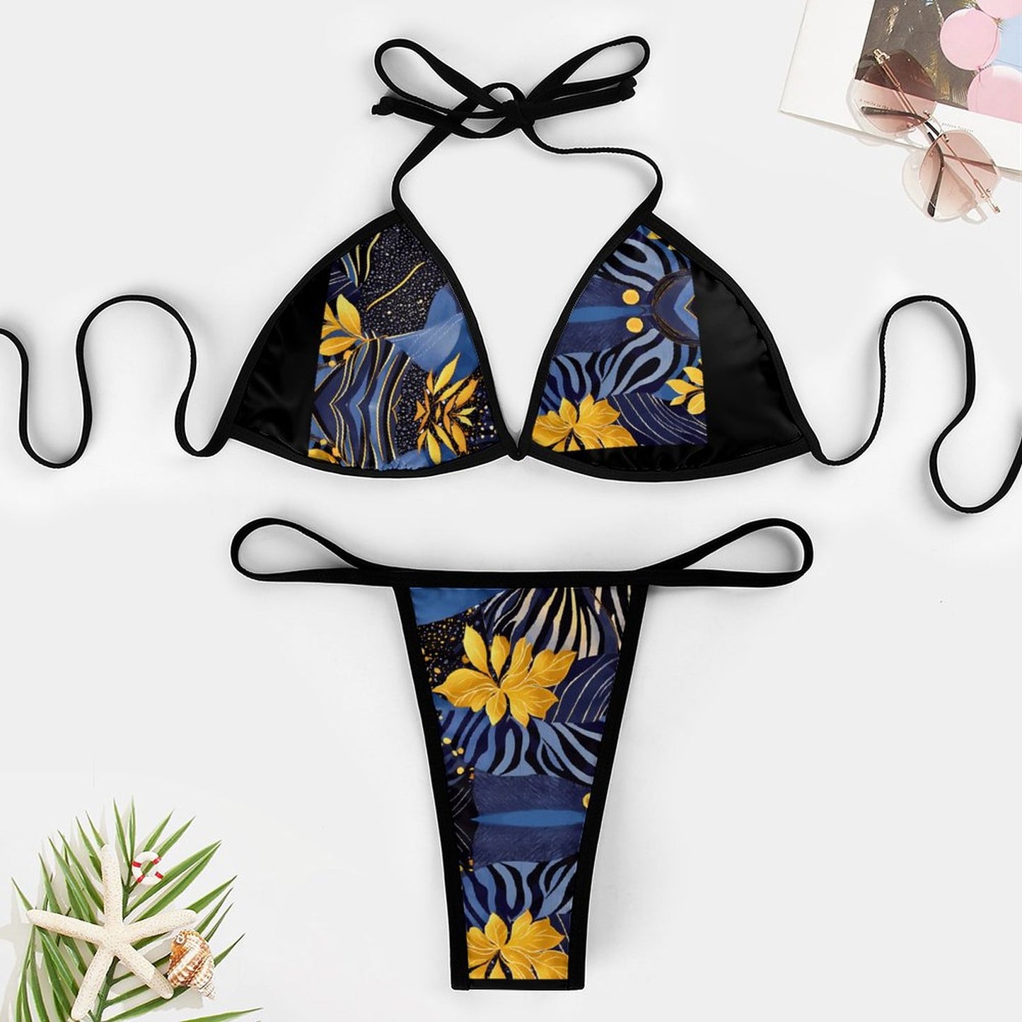 2-Piece Thong Triangle Bikini Set J195D57 (All-Over Printing)