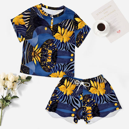 Women's Abstract Cooling Short Sleeve Loungewear Set UTZ (All-Over Printing)