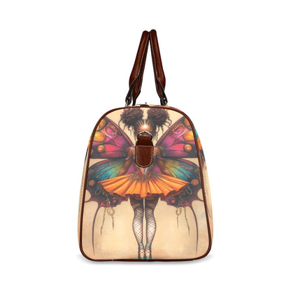 AfroCentric Butterfly Winged Ballerina Large Capacity Travel Bag-Small (Brown Long Patch) (1736) Waterproof Travel Bag/Small (Model 1639)