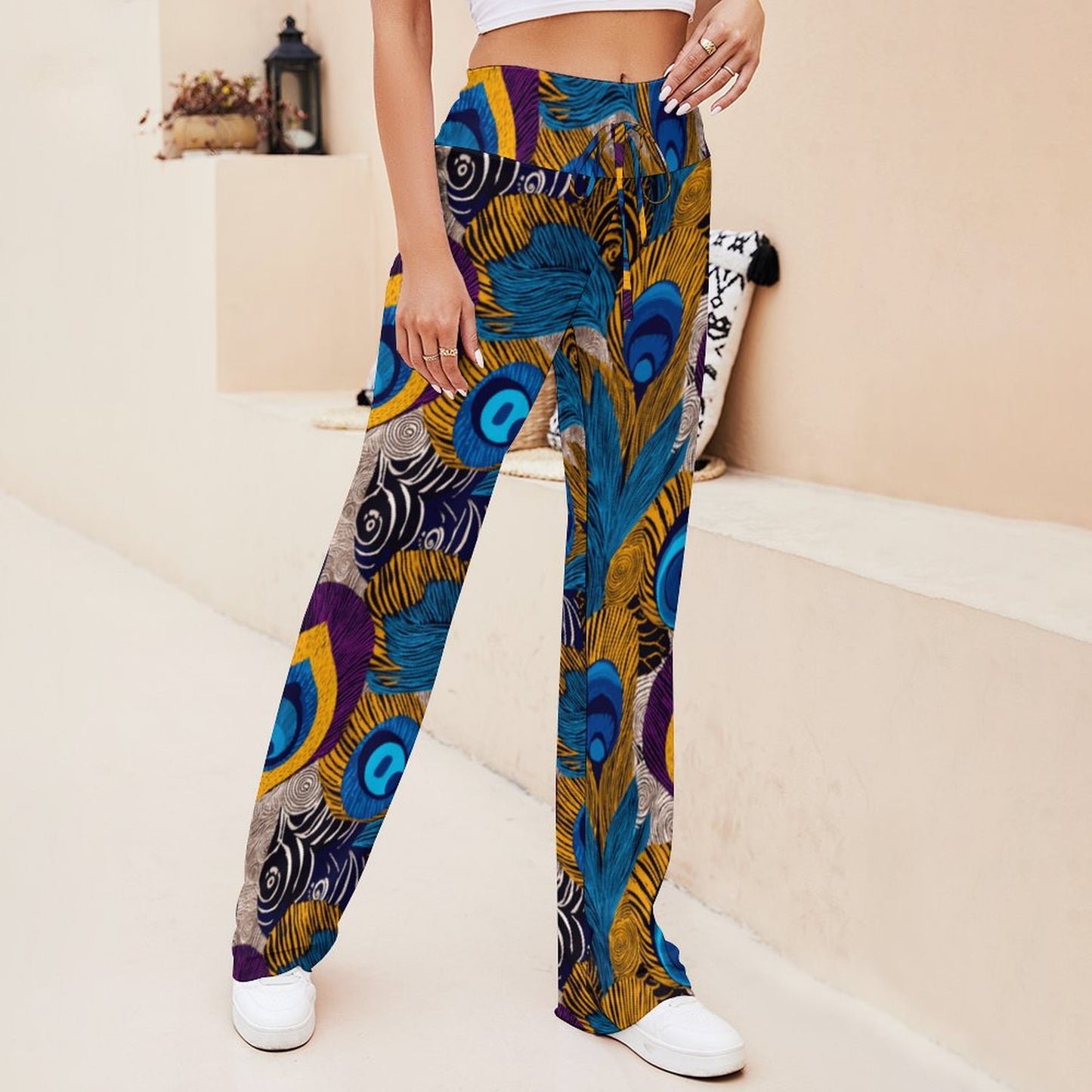 Personalized Drawstring Yoga PantsxP with Straight Baggy (All-Over Printing)