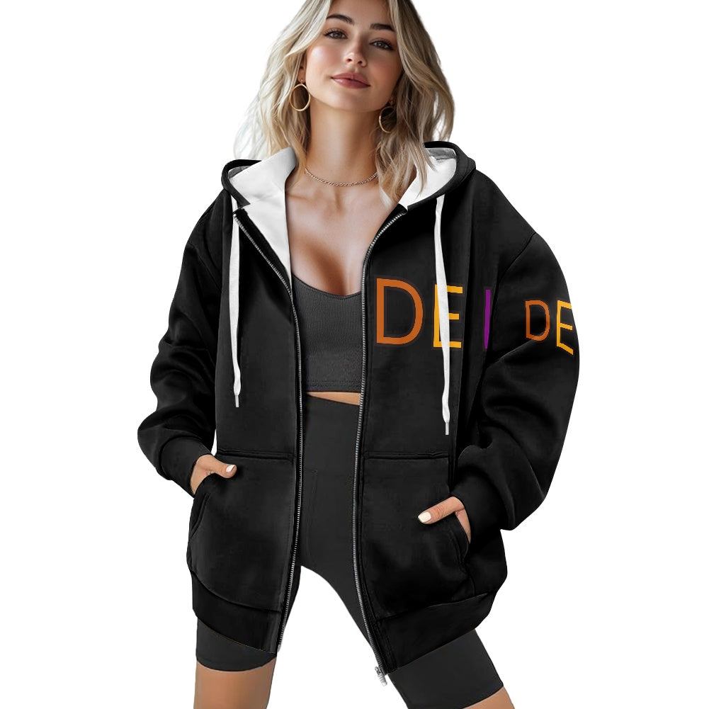 DEI Ladies Loose Zipper Sweatshirt