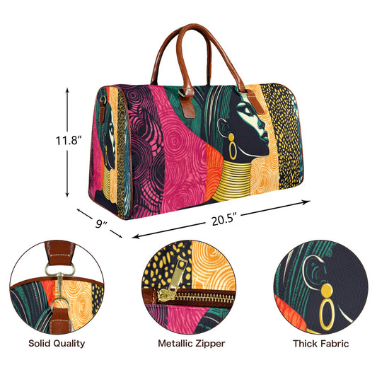 Legacy Personified Women's Large Capacity Travel Bag-Large (Black Short Patch) (1737) Large Capacity Travel Bag-Large (Brown Short Patch) (1737)