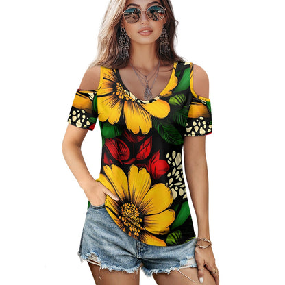 Off-the-shoulder short-sleeved T-shirt
