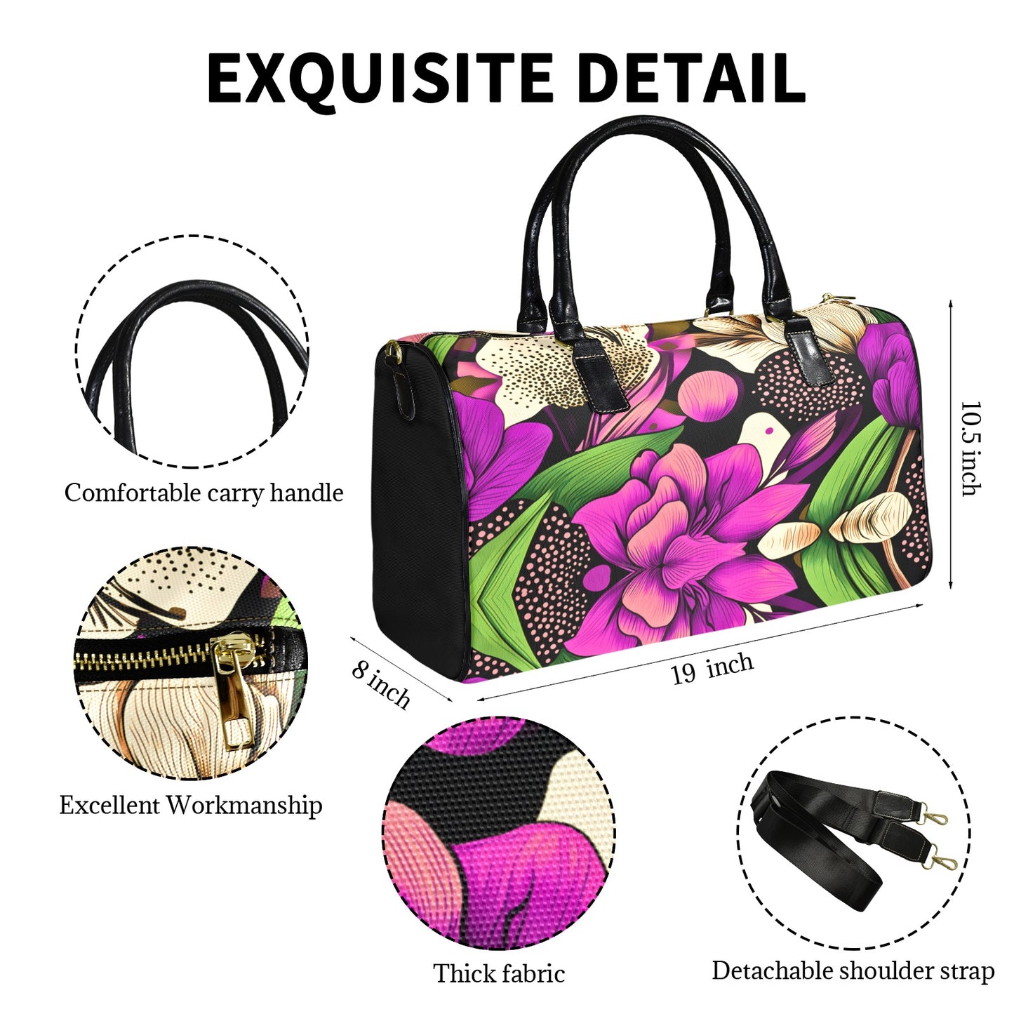 Blue Tulip Large Capacity Travel Bag-Small (Black Short Patch) (1737) Large Capacity Travel Bag-Small (Black Short Patch) (1737)