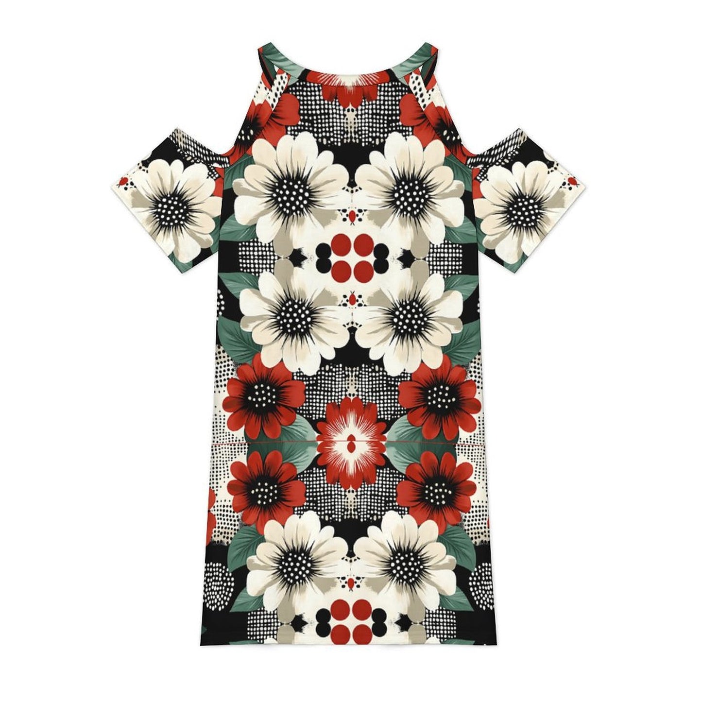 Short dress Cold Shoulder Short Sleeve V Neck Dress