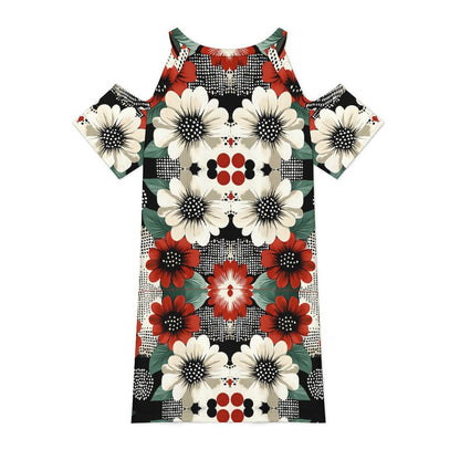 Short dress Cold Shoulder Short Sleeve V Neck Dress