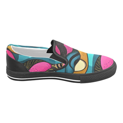 Vibrant Camo Kid's Canvas Slip-On Shoes Slip-on Canvas Shoes for Kid (Model 019)