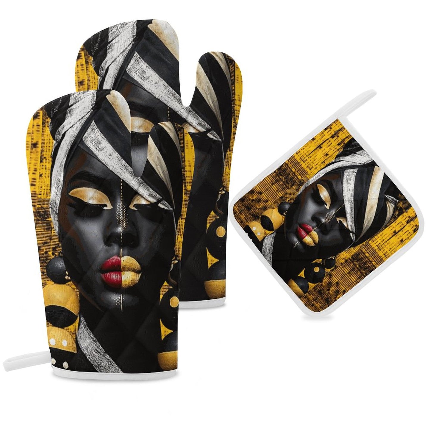 Oven Mitts & Pot Holder Set of 3 (Multi-image Splicing)