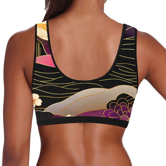 Dark Floral Sports Bra Women's All Over Print Sports Bra (Model T52)