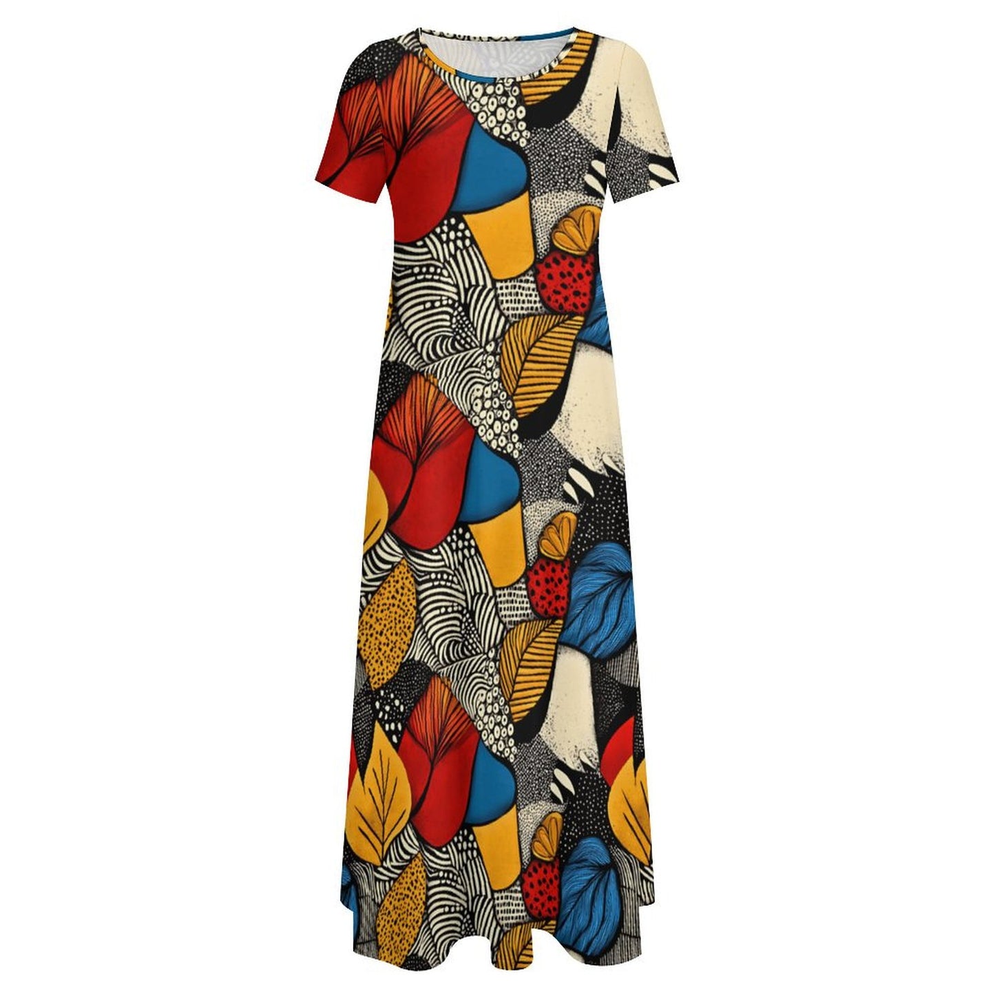 Round neck short sleeve dress Short Sleeve Round-Neck Long Dress