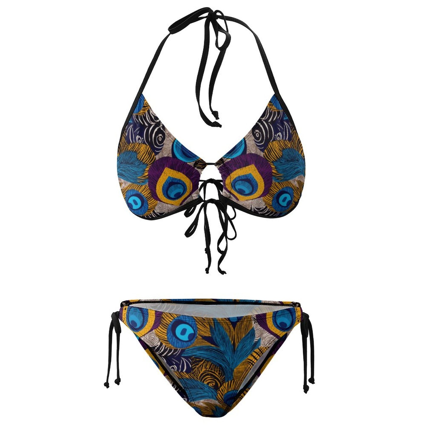 Plus Size Halter Tie Front Bikini Set BK2059 (All-Over Printing)