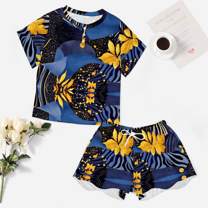 Women's Abstract Cooling Short Sleeve Loungewear Set UTZ (All-Over Printing)