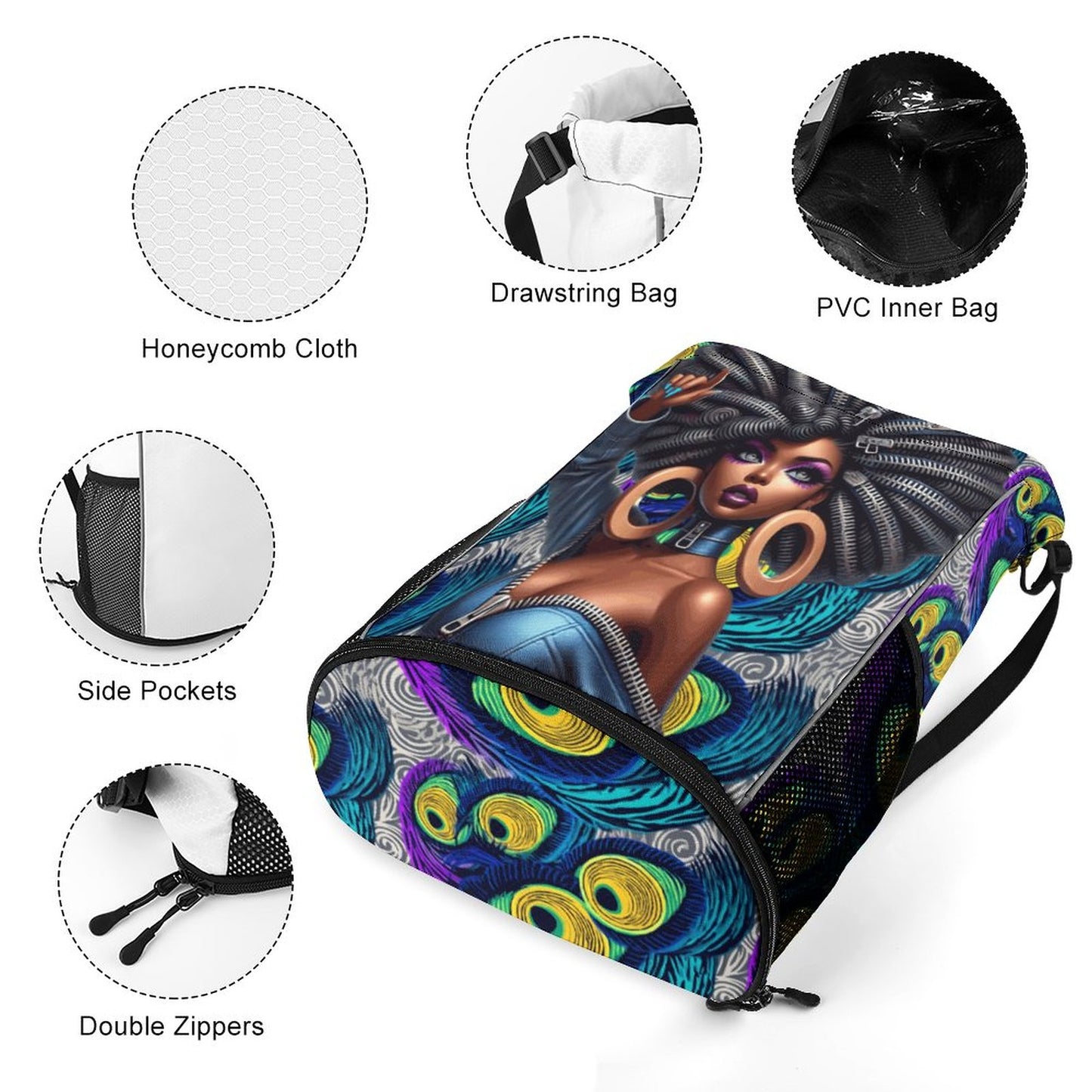 Waffle Cloth Sprots Drawstring Bag (Multi-Sites)