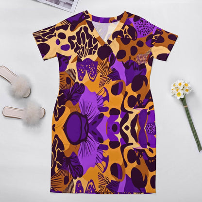 V-Neck Baggy Dress with Pocket LQ