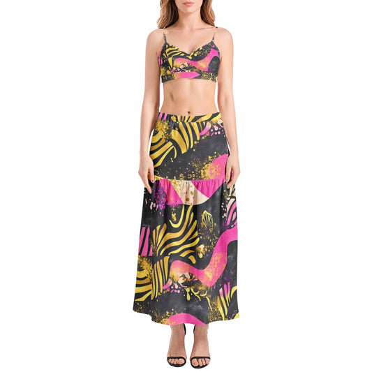 Bralette Top and High Slit Thigh Skirt Set