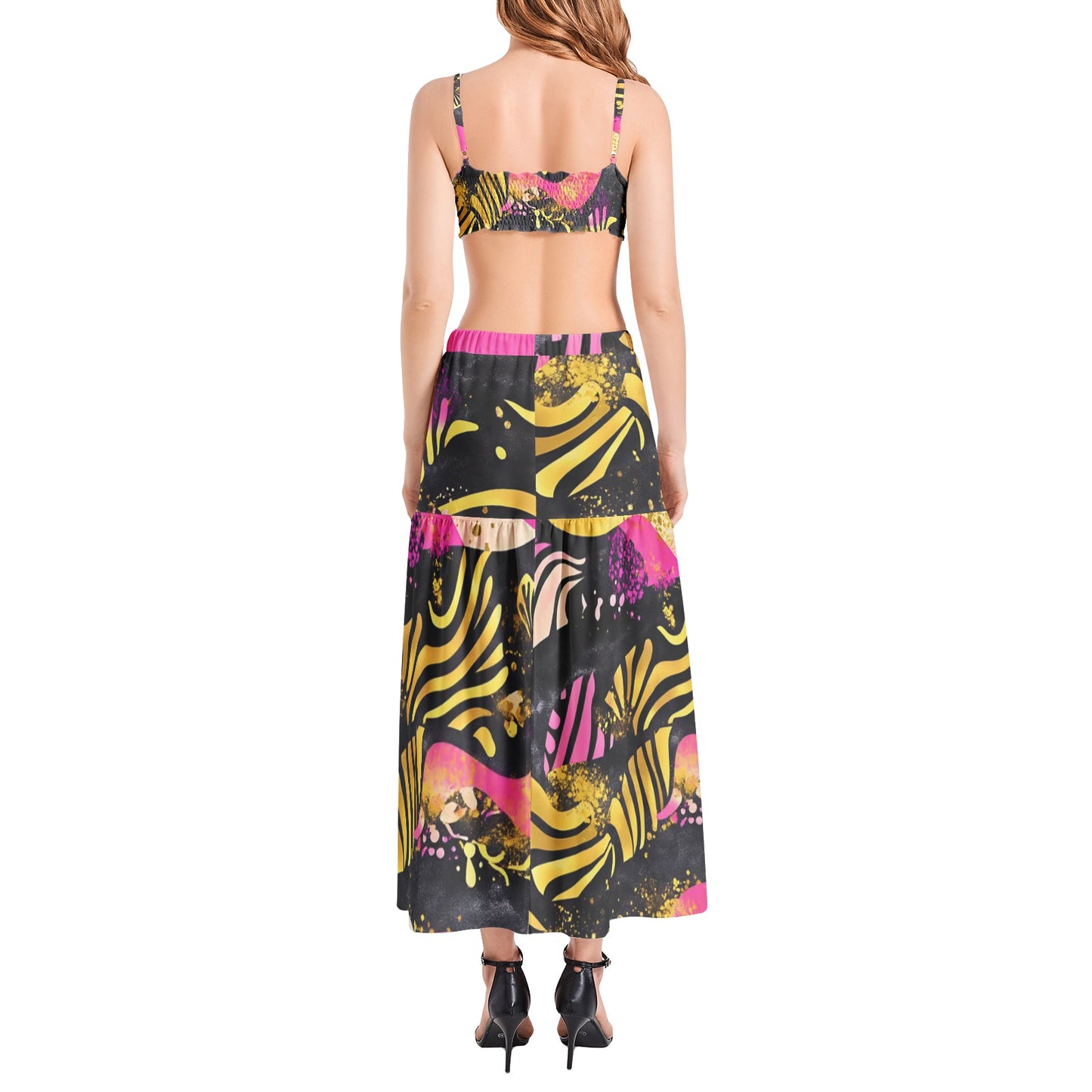 Bralette Top and High Slit Thigh Skirt Set