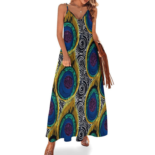 Women's Peacock Ankle-length Slip Dress BDQ (All-Over Printing)