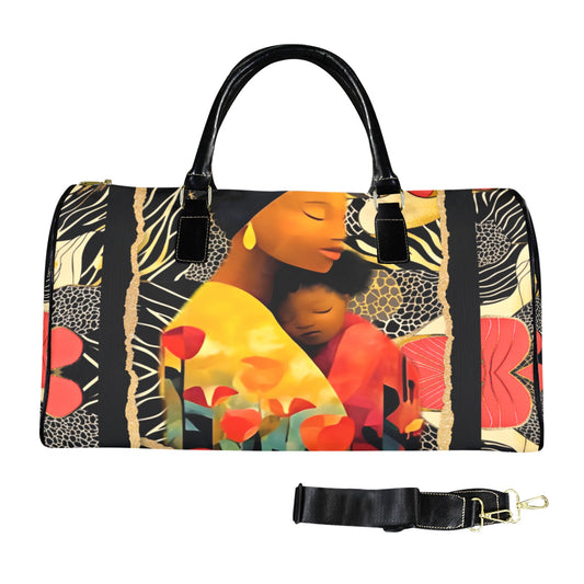Mother's Day Travel Bag Large Capacity Travel Bag-Large (Black Short Patch) (1737)