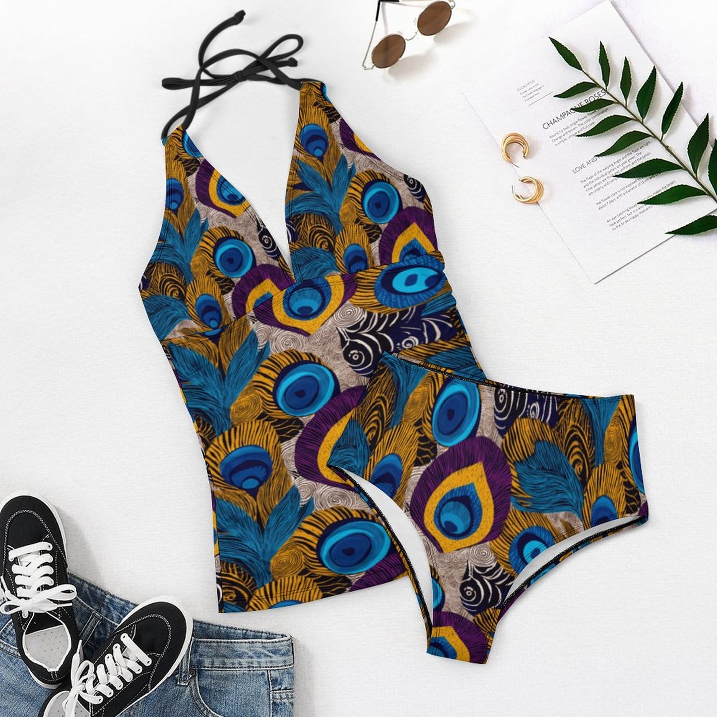 2-Piece Women's Halter Tankini 48KA01 (All-Over Printing)
