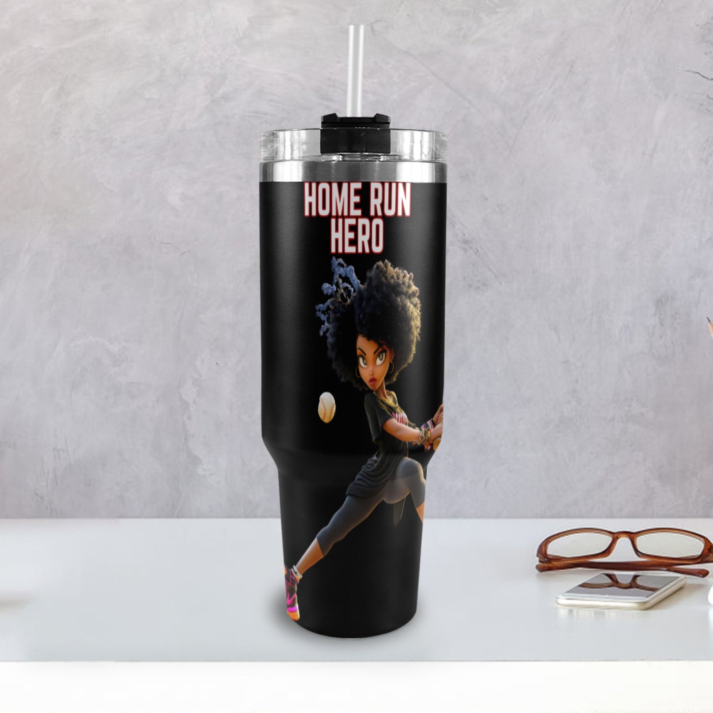 Home Run Hero 291 40oz Tumbler with Black Handle