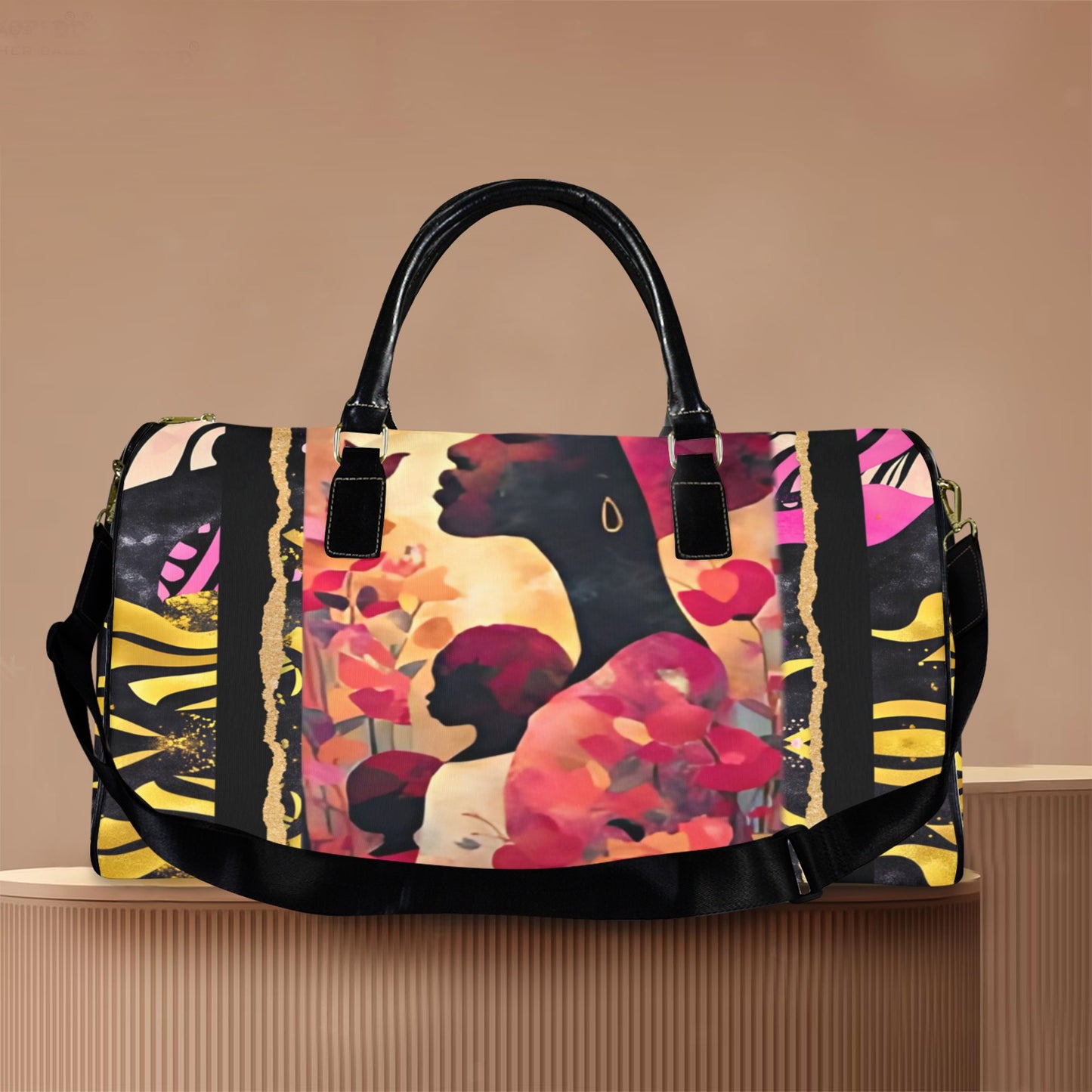 Mother's Day Travel Bag Large Capacity Travel Bag-Large (Black Short Patch) (1737)