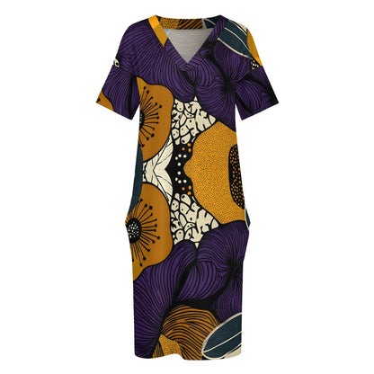 Floral Pattern Loose Pocket Dress