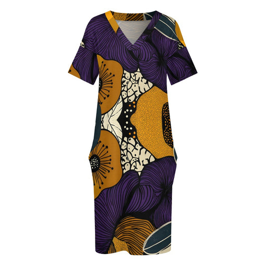 Floral Pattern Loose Pocket Dress