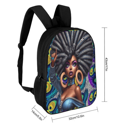 17 inch Black Schoolbag & Shoulder Backpack