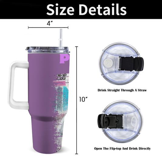 Primed and Ready 40 oz Tumbler With White Handler 40oz Tumbler with White Handle