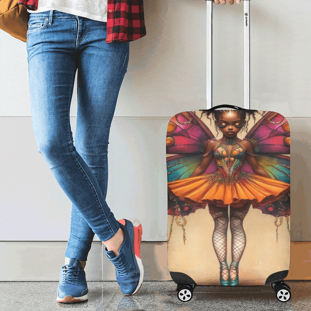 AfroCentric Butterfly Winged Ballerinas Luggage Cover/ Small 18"-21" Luggage Cover/Small 18"-21"