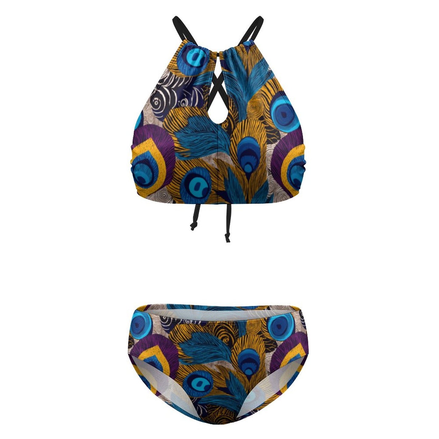 Women's Two piece Swimsuit with High Neck Halter Top BK2040 (All-Over Printing)